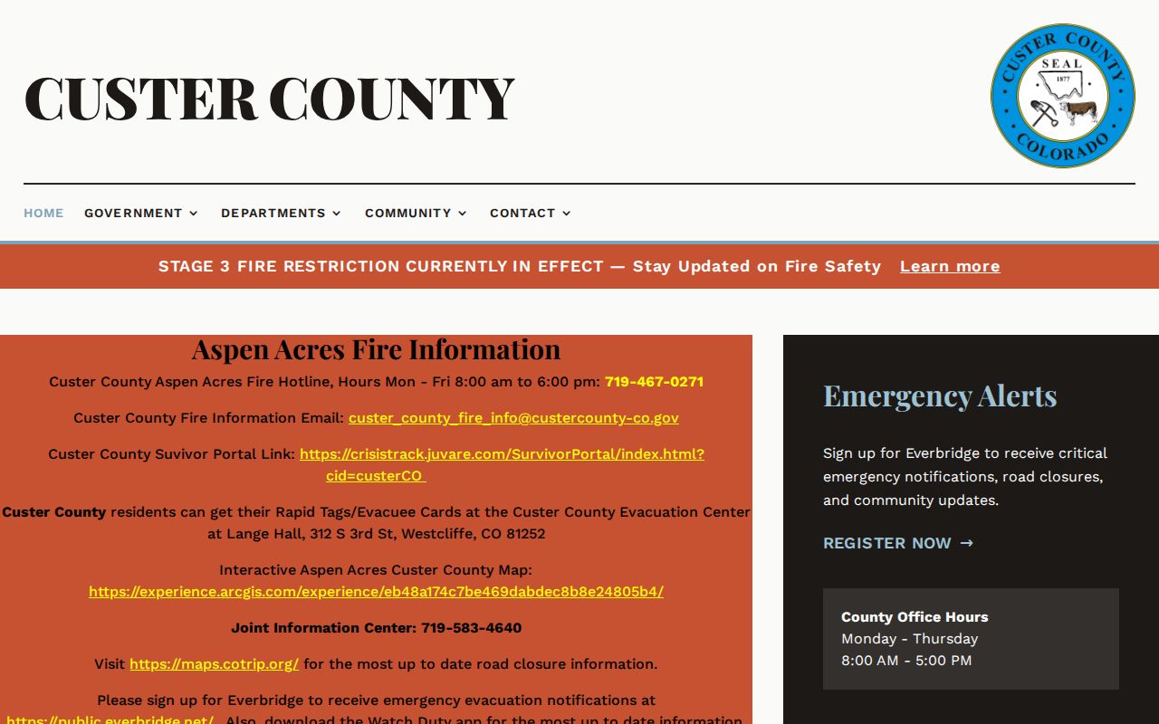 Custer County government home page and office directory